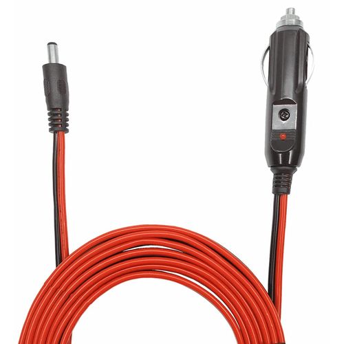 DC 5.5 x 2.1mm Connector Car Charger Power Supply Cord 10ft - 12v 24v Cigarette Lighter Male Plug with LED Light 16AWG Wire 15A Fuse for Portable DVD Player, Car, Camera