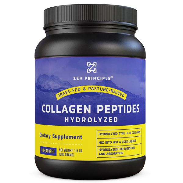 Grass-Fed Collagen Peptides 1.5 lb. Custom Anti-Aging Hydrolyzed Protein Powder for Healthy Hair, Skin, Joints & Nails. Paleo and Keto Friendly, GMO and Gluten Free, Pasture-Raised Bovine Hydrolysate.