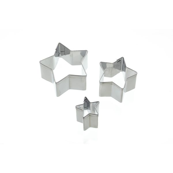 KitchenCraft Star Fondant Cutters for Cake Decorating, Stainless Steel, 3 Piece Icing Set