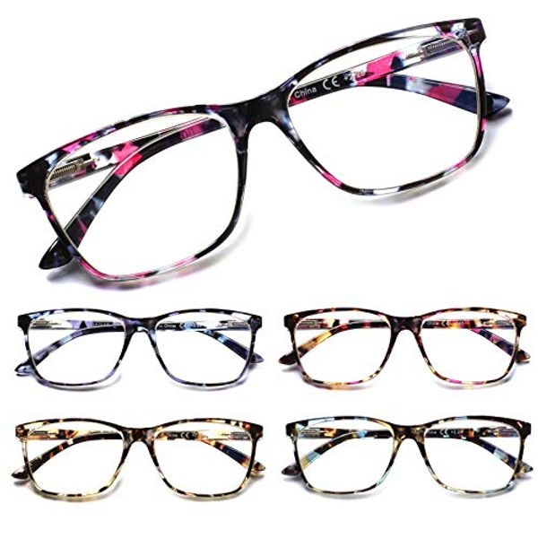 SIGVAN Ladies Reading Glasses Blue Light Blocking Spring Hinge Fashion Pattern Print Eyeglasses for Women (multicolour, 4.00)