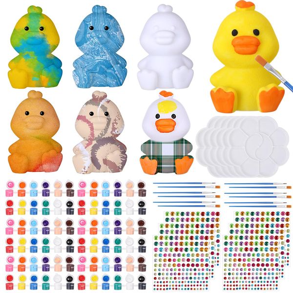 Kittmip 42 Pcs Paint Your Own Lamp Art Kit DIY Geometric Lamp Night Light for Kids Age 3-12 Art Craft Painting Kits Gifts for Birthday Party DIY Supplies(Duck)