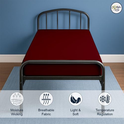 Cot Fitted Sheet 30 x 75, 100% Egyptian Cotton, 1 PC Cot Size Bottom Sheet Only, Perfect for Narrow Twin, Camp Bunk, Army Cots, Trifold Mattress, Camping Cot, Guest Bed Replacement(Burgundy)