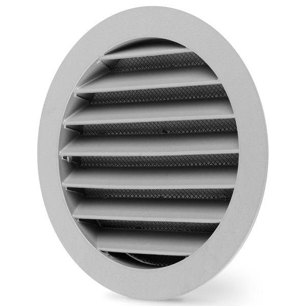 calimaero WSGG 5" Inch Gray Round Metal Air Vent Grill Cover Flat Louver with Fly Screen Fits Only with Metal Ducts