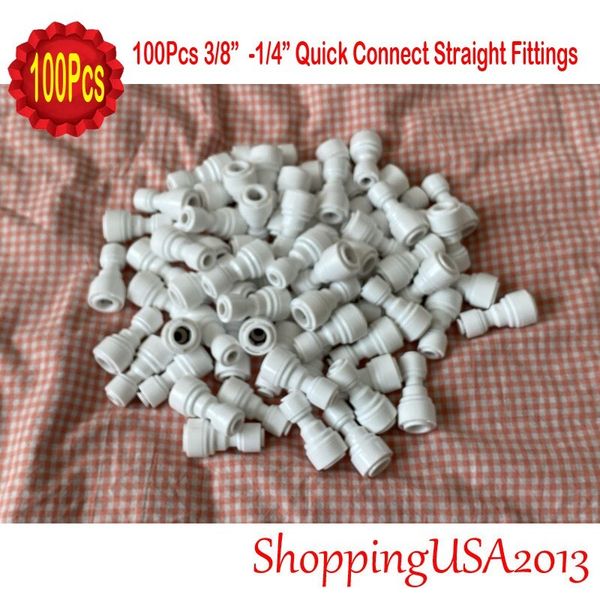 100 Pcs 1/4-3/8 Quick Connect Straight Fitting Connector Push In Under-sink RO