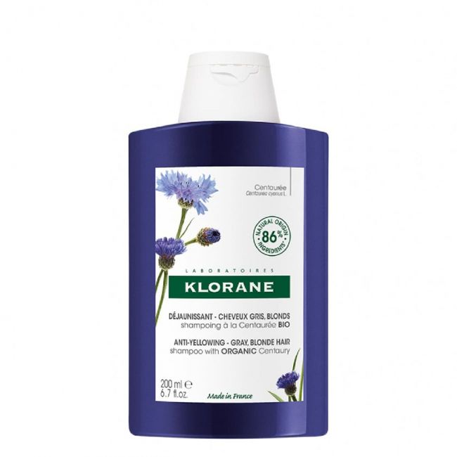 Klorane Centaury Anti-Yellowing Shampoo for Grey, Blonde Hair 200ml