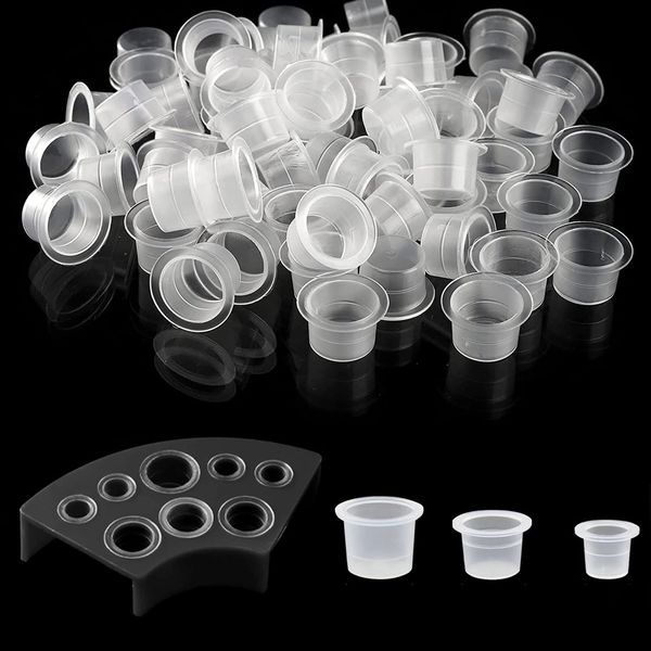 Tattoo Ink Cups,Tattoo Tintenkappen,Tattoo Tintenbecher,Tattoo Ink Caps Cups,Tattoo Farbkappen Cups,Tattoo Kappe,Tattoo Pigment Cups,3 Größen Einweg Tattoo Ink Cup, mit Becherhalter für Tattoo-Tinte