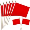 WEITBF 12Pcs 8×12 Inch Solid Red Flags Small Blank Sublimation DIY Flags on Stick Mini Triangle Handheld Solid Color Graffiti Flag