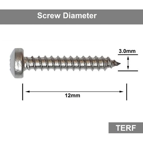 TERF® 3.0mm X 12mm (No. 4 X 0.47) Pozi Drive Pan Head Steel Screws 3.0mm X 12mm Self Drilling Self Tapping Wood Screw Chipboard and Multi Purpose Screw - Pack of 100
