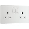 BG Electrical Double Switched Power Plug Wall Socket, Screwless, Evolve, Pearlescent White, 13A, PCDCL22W