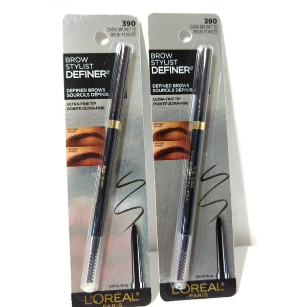 ( 2 )  L'Oreal Paris Brow Stylist Definer Ultra Fine Tip  # 390 - DARK BRUNETTE