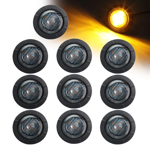 Ledvillage 10 Pcs of 1-1/4 Inch with 6 LED Mount Smoked Lens Amber Clearance Side Marker Lights Bullet Marker Trailer Lights Universal 12V DC Vehicles RV Truck Pickup Van Boat Mack