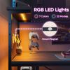 44 In. Rectangular Black Grained Gaming Desk with RGB LED Lights Computer Desk w