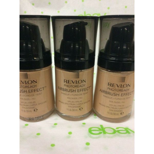 LOT OF 3 - Revlon Photoready Airbrush Effect Makeup Foundation, #004 NUDE New
