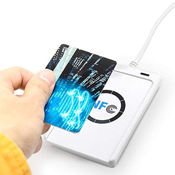 NFC RFID Reader/writer, ACR122U ISO 14443A / B + Software in White Contactless Reader Card Reader/Writer IC Card Reader Writer Include IC Card Reader and 5 IC Card
