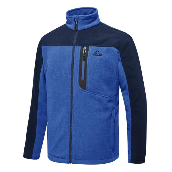 TBMPOY Men's Fleece Jackets Lightweight Full-Zip Fall Jacket Warm Winter Coats Outdoor Hiking with Pockets Royal Blue/Navy L