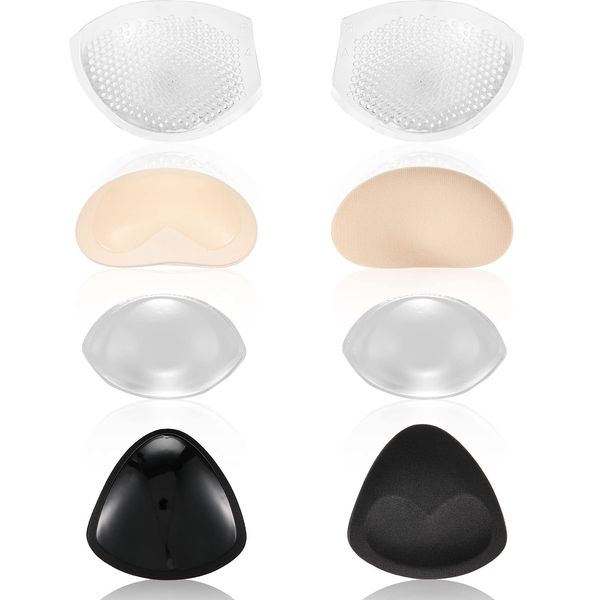 4 Pairs Silicone Bra Inserts Breathable Breast Enhancers Waterproof Push Up Bra Pads Non Slip Bra Cups Reusable Bra Padding for Sports Bra Swimsuits Bikini Swimsuits Dress Women Girls