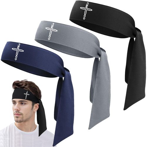 Headbands for Men Tie Sweat Band Sweat Wicking Headband Mens Basketball Accessories Head Tie Band Running Sweatbands for Women Christian Jesus Cross Workout Sports Headband Tennis Soccer Ninja Karate