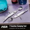 ASR Outdoor 7 Function Small Pocket Camping Utensil Flatware, Spoon Fork Knife