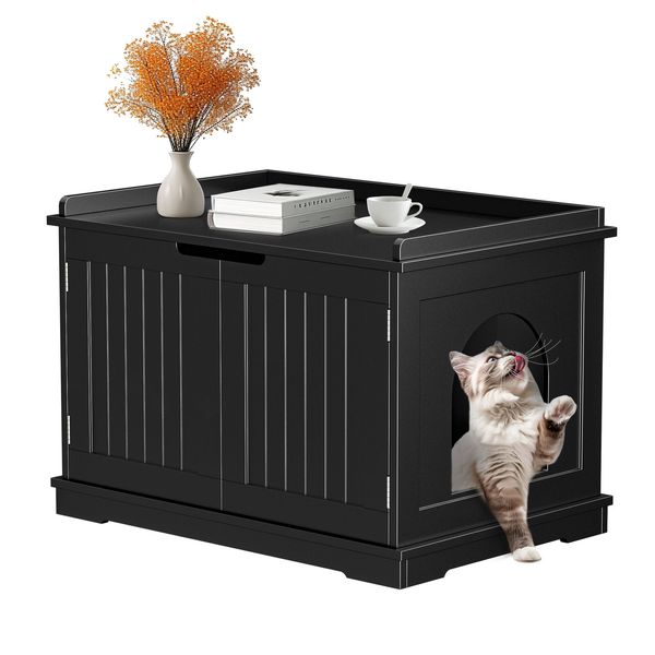 Cat Litter Box Hidden Wooden Pet Litter Box Furniture Washroom Storage Cabinet