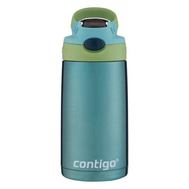 Contigo Aubrey Kids Stainless Steel Water Bottle with Spill-Proof Lid, Cleanable 13oz Kids Water Bottle Keeps Drinks Cold up to 14 Hours, Ocean