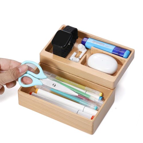 beheart Valet Tray Box with Magnetic Rotating, Office Desk Daily Supplies Organizer