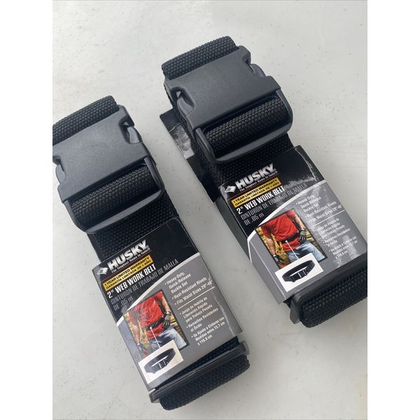 Lot If 2 Husky 2 inch Quick Release Work Tool Belt, Adjustable, W/Tag, New