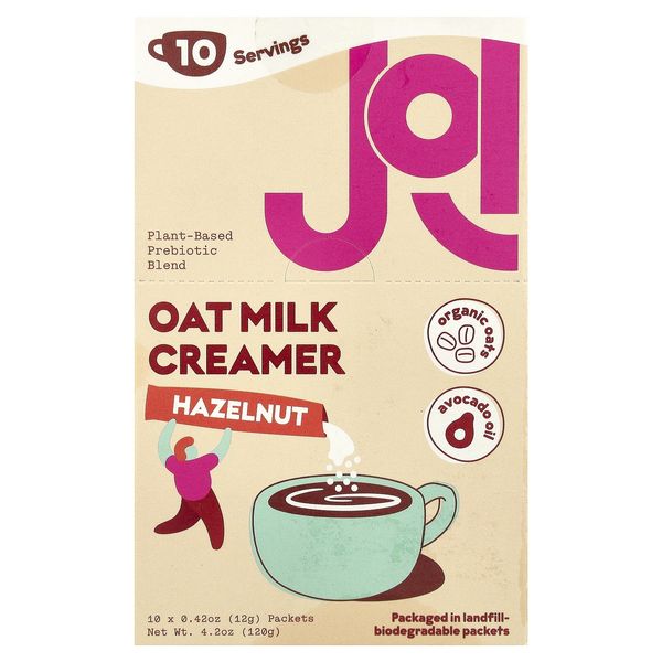 Oat Milk Creamer, Hazelnut, 10 Packets, 0.42 oz (12 g) Each
