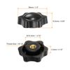 HARFINGTON 4pcs Star Knobs 1/4-20 Female Thread 38mm Head Plastic Non-Through Hole Brass Screw-in Clamping Handles Threaded Hand Knobs, Black