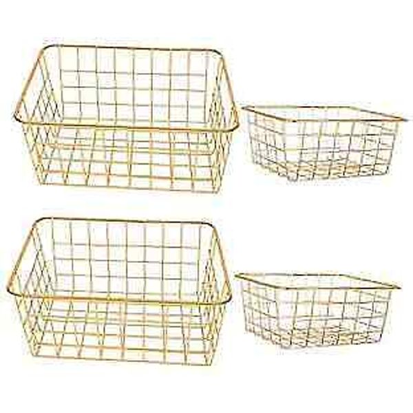 4 Piece Gold Wire Basket Set -Storage | Decor | Crafts | Kitchen Organizing |