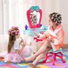 Kids Toy Vanity Table & Stool Beauty Pretend Play Set w/ Mirror Lights Sounds