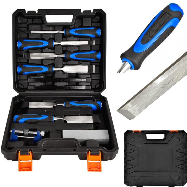 10Pcs Wood Carving Hand Chisel Tool Set in Storage Box, Professional Woodworking/Carpentry Gouges Wood Carving Chisels with Wood Handles