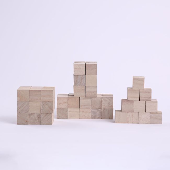 TREEMBER 1inch Small Wooden Blocks Pack of 60 Unfinished Wooden Cubes for Crafts Natural Wood Blocks for Making The Alphabet, Numbers or Puzzles(1INCH 60PCS)