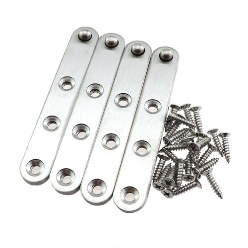 Guifeng 4PCS 100x16mm Drawer 360 Degree Rotating Concealed Hinges, Silver Stainless Steel for Wooden, Aluminium Framed Doors