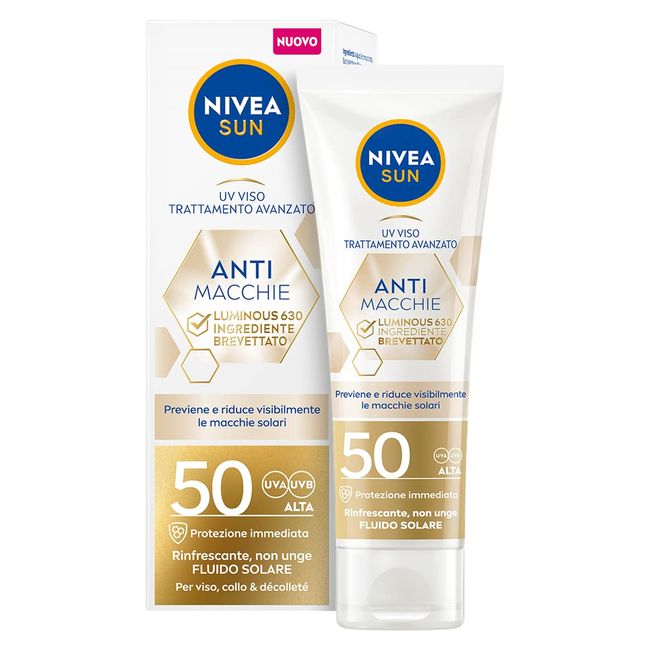 Nivea SUN UV-Gesichtscreme Anti-Flecken Luminous FP50 40 ml, Sonnencreme für das Gesicht mit Hyaluronsäure und Vitamin E, Gesichtslotion mit Lichtschutzfaktor FP50