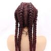 4 Braids Wine Red Lace Front Wigs Burgundy Box Braids Hairstyles Braided with Baby Hair Xpression Braiding Heat Resistant Fiber Wigs for Women 30 Inches
