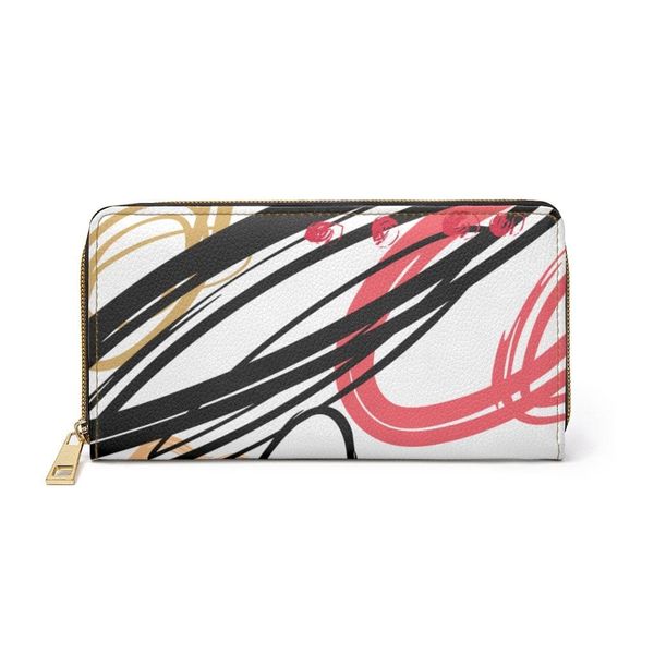 Womens Wallet, Zip Purse, White Multicolor Circular - One size