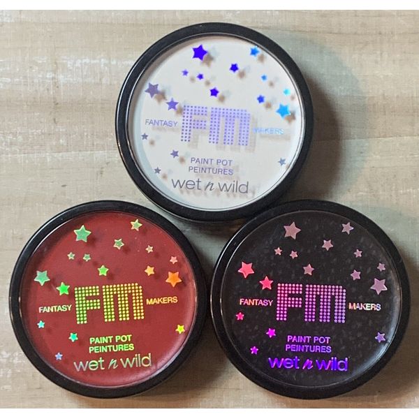 3 Wet n Wild Fantasy Makers FM Paint Pot Cream Face & Body Paint WHITE RED BLACK