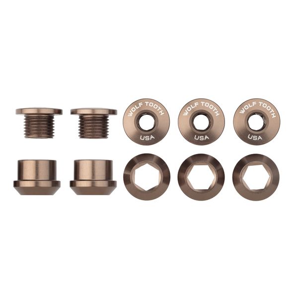 Wolf Tooth Set of Five 6mm Chainring Bolts + Nuts Espresso