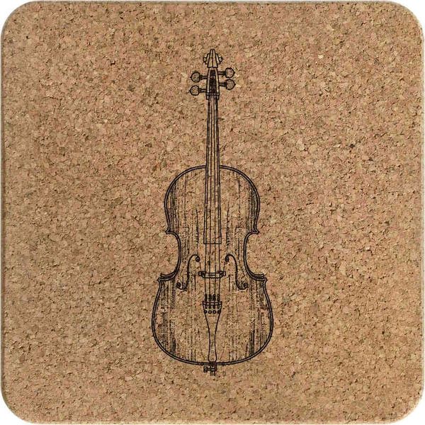 'Cello Instrument' Square Cork Trivet/Pot Stand (TR00027755)