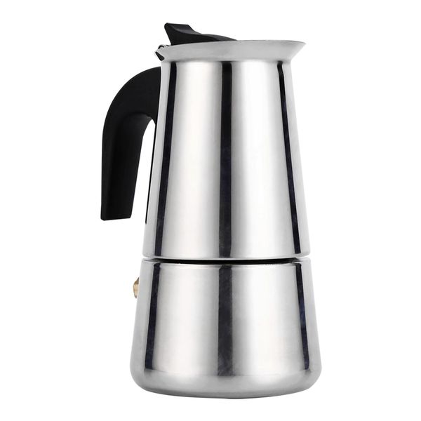 Espresso Coffee Maker, 2/4/6/9 Cups Portable Stainless Steel Moka Pot Italian Espresso Coffee Shot Maker for Gas, Stovetop and Induction Cookers(2 Cups - 100ml)