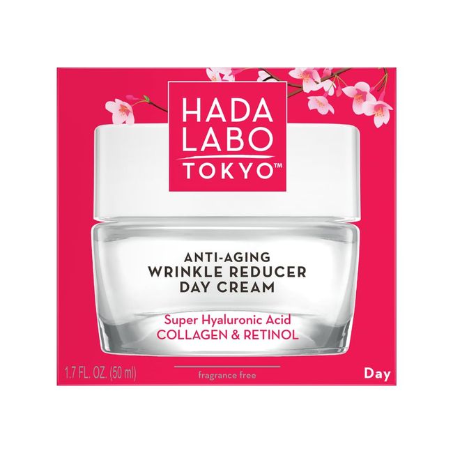 Hada Labo Tokyo - Anti-Ageing Wrinkle Reducer Day Cream with Super Hyaluronic Acid, Collagen and Retinol, For All Skin Type, for Age 40+, 50 ml Jar (Pack of 1)