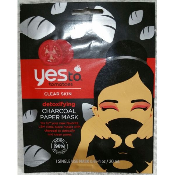 YesTo Tomatoes (1)Clear Skin Detoxifying Charcoal Paper Mask (1) Single use Mask