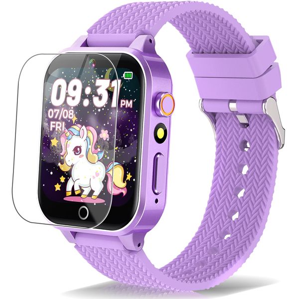 TGFBH Kids Smart Watch for Girls Age 5-12 Toys with 26 Games 2 Screen Protectors HD Touchscreen Video Camera Music Player Pedometer Learn Card Audiobook Toddler Watches Boys Birthday Gifts (Purple)