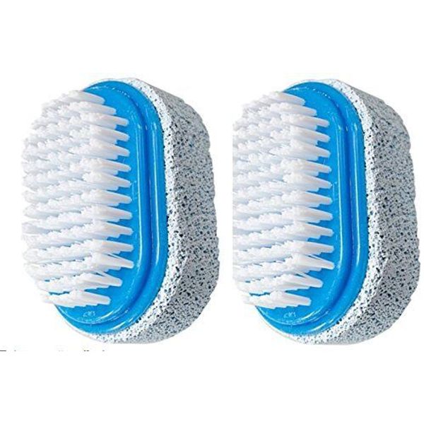 (2 Pack) Two Sided Foot Scrubber: Pumice Stone Smoother & Bristle Brush Foot