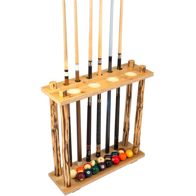 Rush Creek Creations Rustic Log 6 Billiard Cue Storage Rack, Multicolor, 26.5"L x 8.6"W x 28.75"H