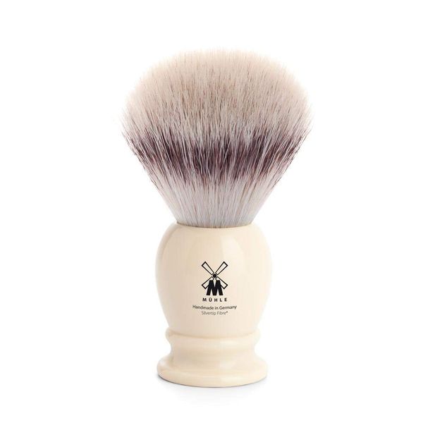 MÜHLE Classic Large Faux Ivory Silvertip Fiber Shaving Brush - Synthetic Luxury Shave Brush for Men, Rich Lather