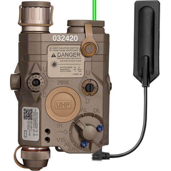 ACTIONUNION Airsoft PEQ-15 Pro IR Laser + UHP Visible Green Laser + White LED Flashlight (Tan)