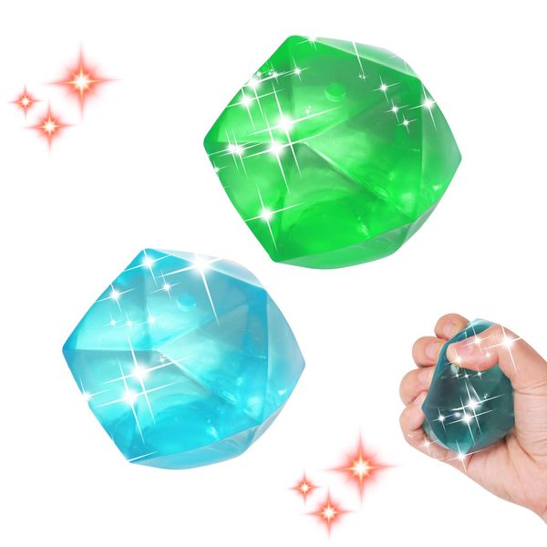 2pcs Big 2.45 Stress Cube Masonry Ice Squishy Stress Balls-Diamond Malt Sugar Ball-Sensory Fidget Toy for Your Best Mellow and Chill-Square Shape Hand Exercise Balls- Age 3 to Adult