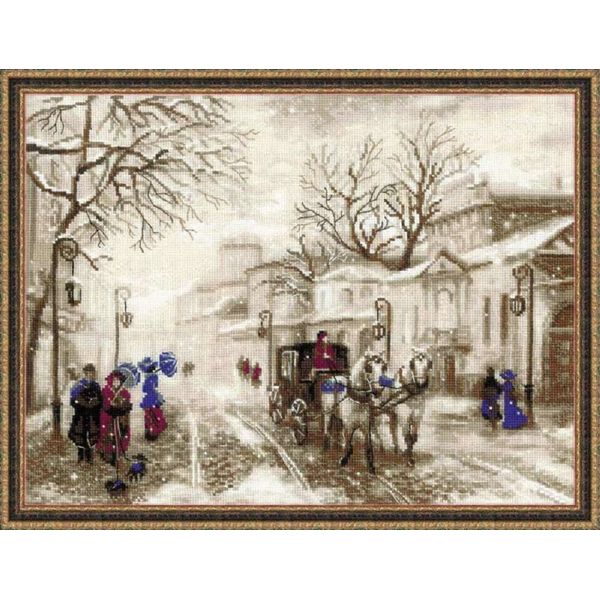 RIOLIS 1400 - Old Street - Counted Cross Stitch Kit 15¾" x 11¾" Zweigart 14 ct. Flaxen AIDA 18 Colors