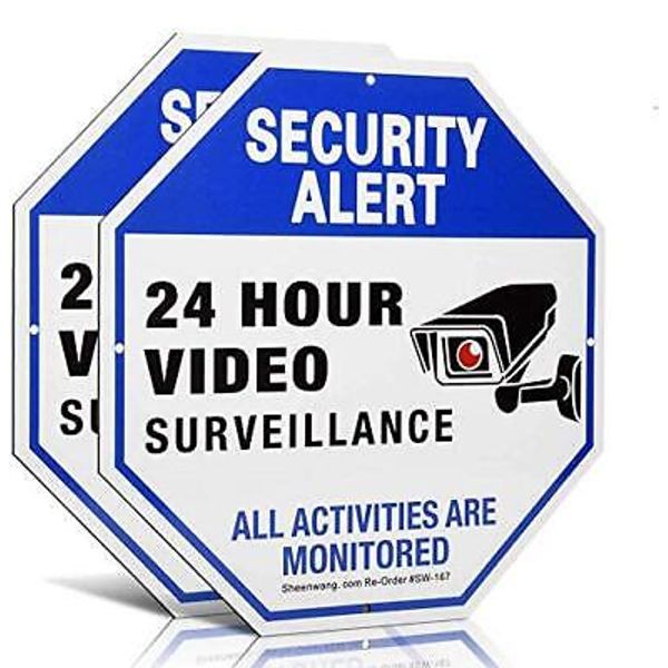 2-Pack Security Camera Sign Video Surveillance Sign Outdoor for Home or Business